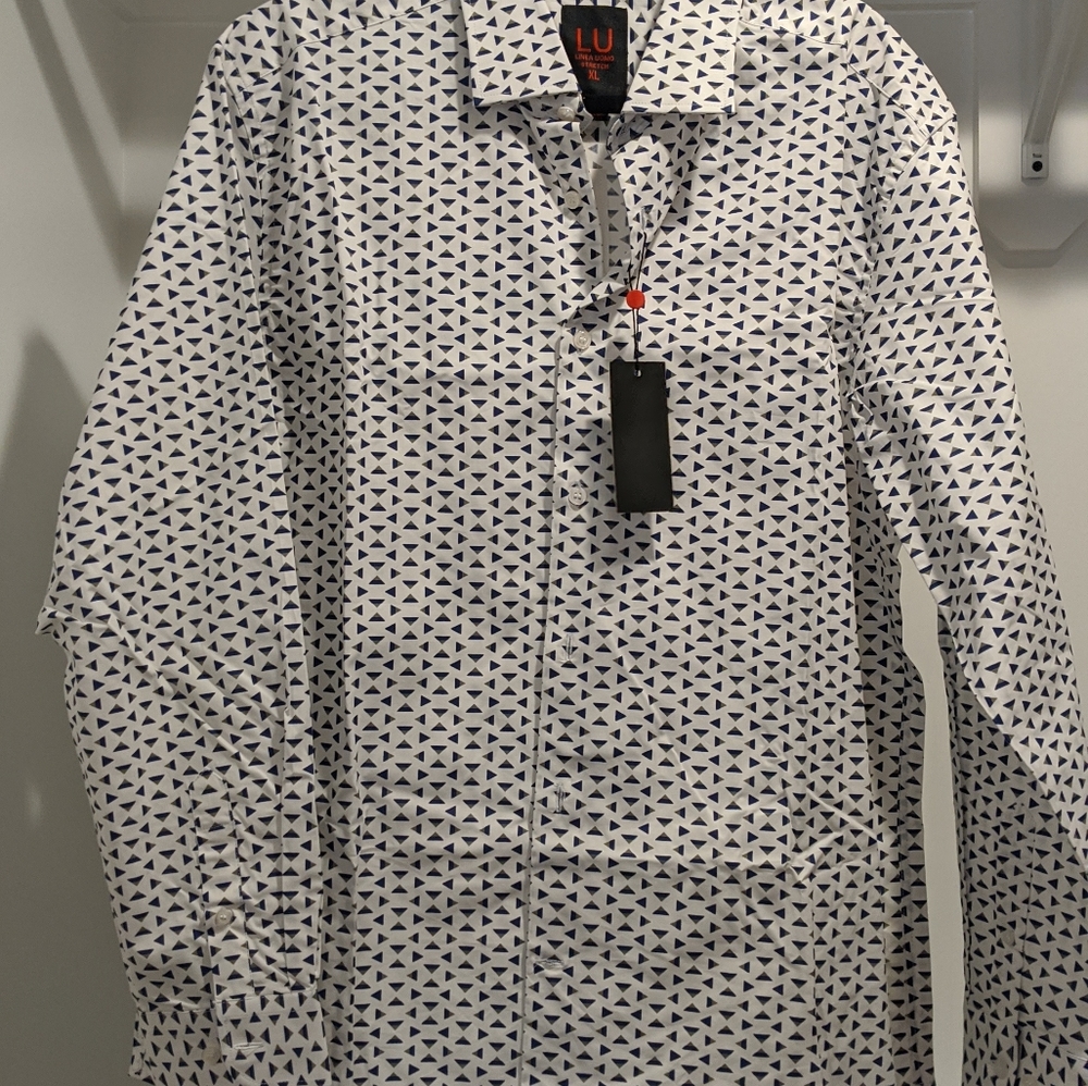 Gray & Blue Designed Dress Shirt